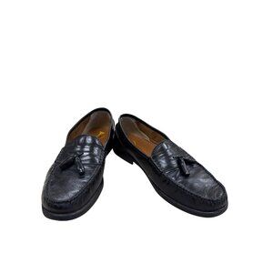 French Shriner Buchanan SKU 7447 Mens Black Leather Tassel Loafers 12M